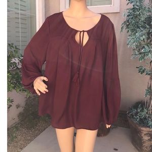 NWOT Lantern Sleeve With Tie Front Peasant Blouse